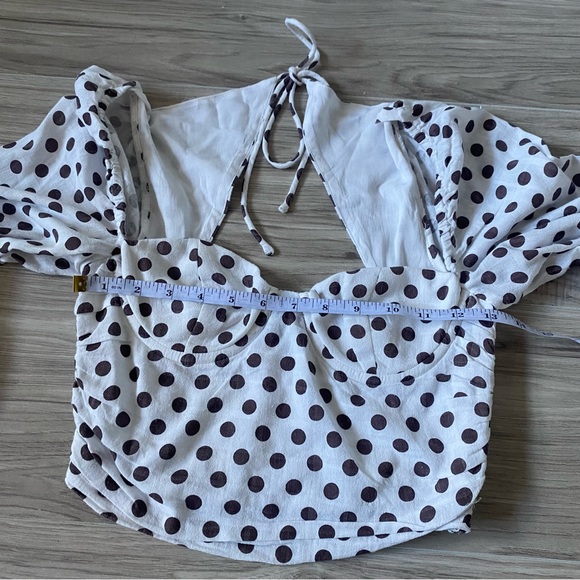 Majorelle revolve emily white long sleeve blouse top maroon polka dot size S - Picture 6 of 14
